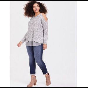 Torrid | Grey Cold Shoulder Sweater